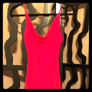 Hot pink Bisou Bisou Cowl Neck Midi Length